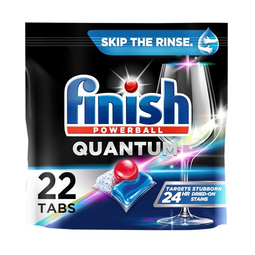 Finish Quantum Dishwasher Pods No PreRinse Dishwasher Detergent Soap Removes 24HR DriedOn Stain and Grease Leaving a Virtually Spotless Shine 22 Count