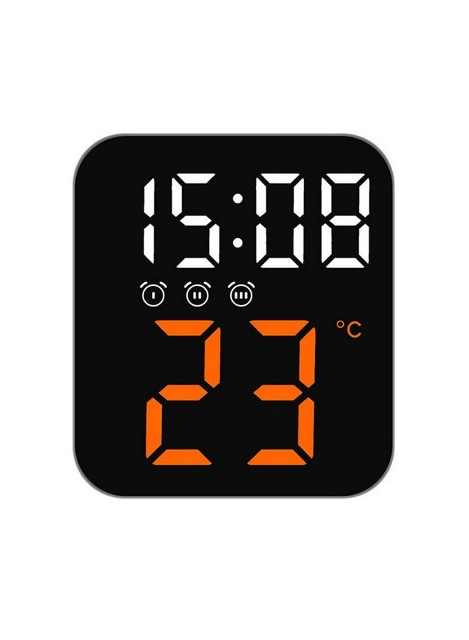 Niyam ساعة منبه رقمية إلكترونية بلاستيكية نيام مع عرض درجة الحرارة والوقت للمنزل، غرفة النوم، المكتب (أسود، أرقام برتقالية، 11X10X4 سم) - Image 1