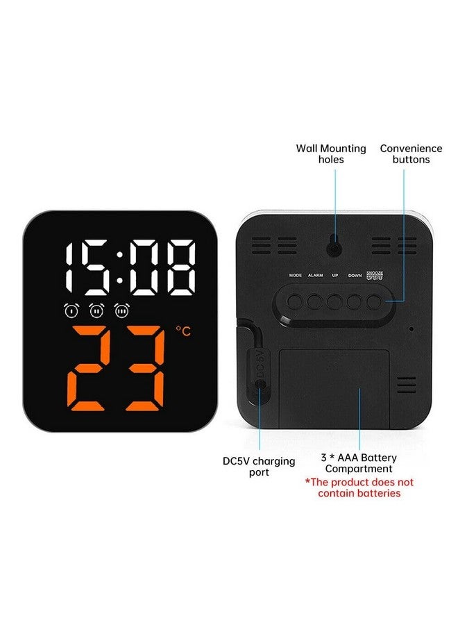 Niyam ساعة منبه رقمية إلكترونية بلاستيكية نيام مع عرض درجة الحرارة والوقت للمنزل، غرفة النوم، المكتب (أسود، أرقام برتقالية، 11X10X4 سم) - Image 5