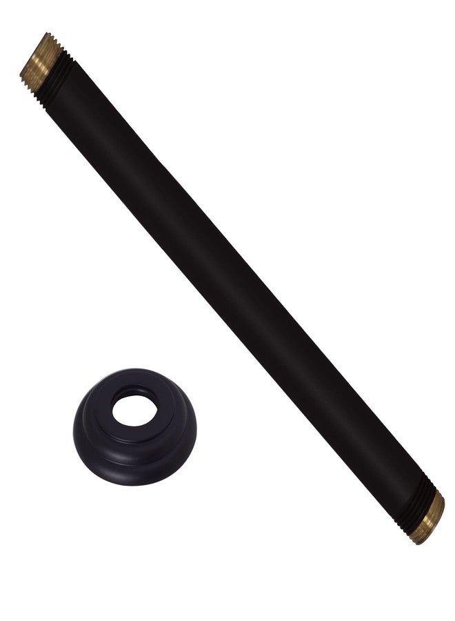 ويست براس ذراع دش Westbrass مثبت في السقف بقياس 1/2 بوصة IPS × 12 بوصة مع شفة، أسود غير لامع، D3612A-62 - Image 1