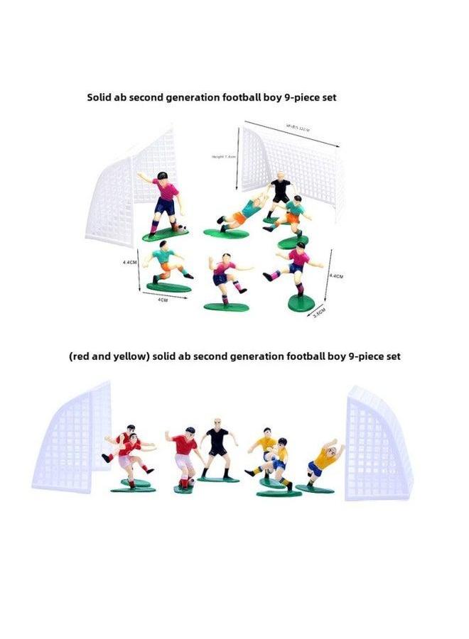 Second Generation Football Kid 9-piece Sports Games Character Ornaments Field Players Cake Set-Color:Football Boy Set: Red And Yellow - Image 2