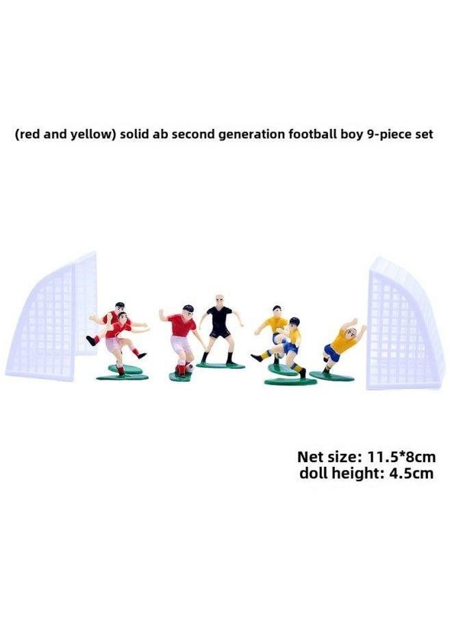Second Generation Football Kid 9-piece Sports Games Character Ornaments Field Players Cake Set-Color:Football Boy Set: Red And Yellow - Image 1