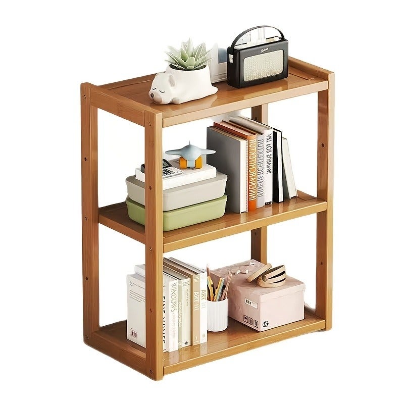 1pc, a Multi-Tiered Bamboo Storage Rack - a Multi-Functional Drawer Storage And Organization Desktop Organizer, Suitable for Home, Bedroom, Kitchen, Office Supplies, Jewelry, Cosmetics, Bookshelves, Filing Cabinets, Condiment And Tableware Racks - Image 3