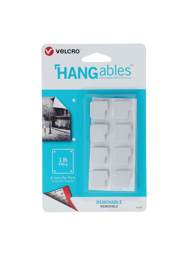 Velcro 8-Piece Hangables Removable Square Shape Wall Fastener Set - Image 1