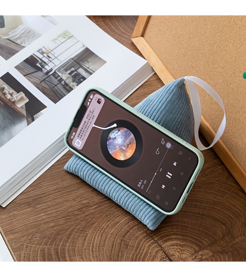 Blue Phone Pillow Holder Hands Free Stable Soft Stand For Desk Workspace - Image 4