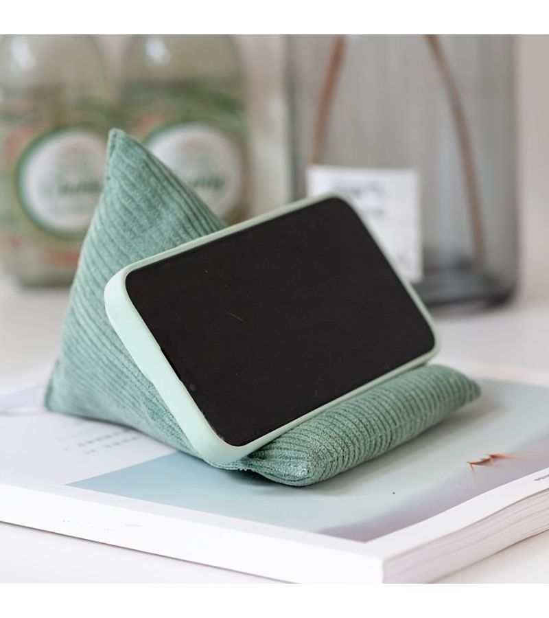 Blue Phone Pillow Holder Hands Free Stable Soft Stand For Desk Workspace - Image 1