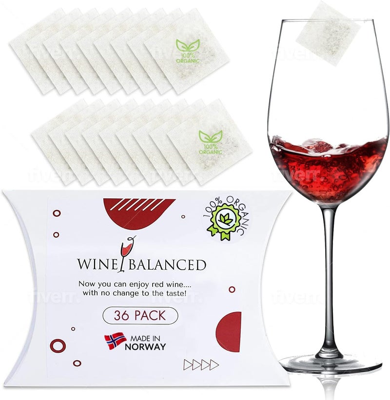Wine Balanced Norways Secret Wine Filter  No More Wine Drops or Wands Sulfite And Histamines Remover 36 Pack  All Natural Wine Purifier Filter for Wine Drinker  Wine Lover