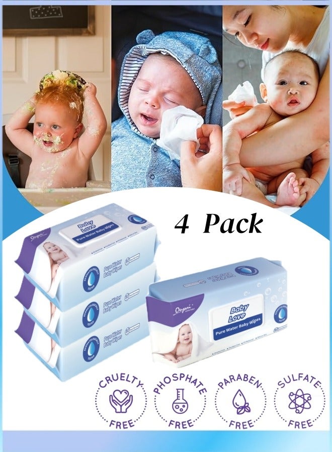 Baby Wipes,Gentle Unscented Baby Wipes,Hypoallergenic  Unscented Baby Wipes,Multi-Use Wipes,Safe For Baby Sensitive Skin Care,Contains Plant Ingredients,Non-Alcoholic,For Babies And Kids(4pk – 320 W - Image 1