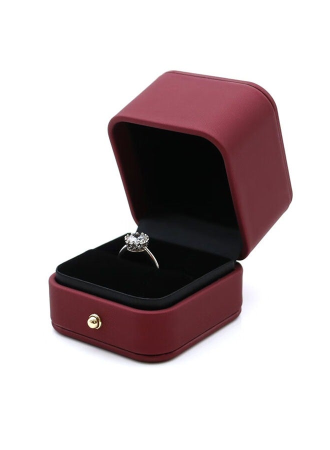 Ant Luxury Ring Box, Vintage Single Slot Square Wedding Ring Case for Engagement Birthday Wedding Anniversary (Red) - Image 1