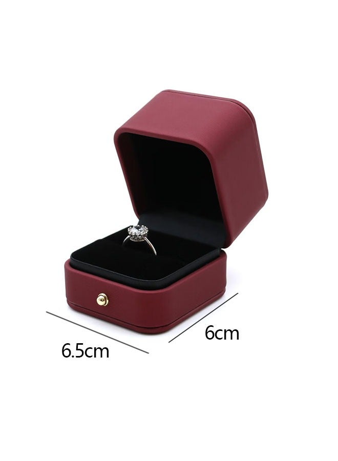 Ant Luxury Ring Box, Vintage Single Slot Square Wedding Ring Case for Engagement Birthday Wedding Anniversary (Red) - Image 2