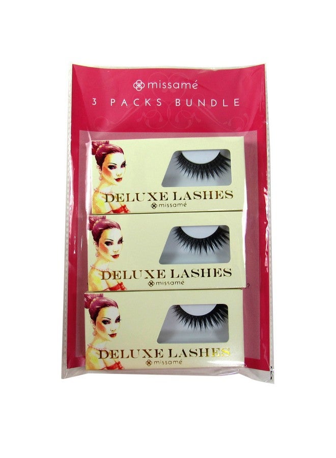 Missame Frisky Glamour Flare False Eyelashes Set Handmade With Premium Synthetic Fibers Black 3 Pairs - Image 1