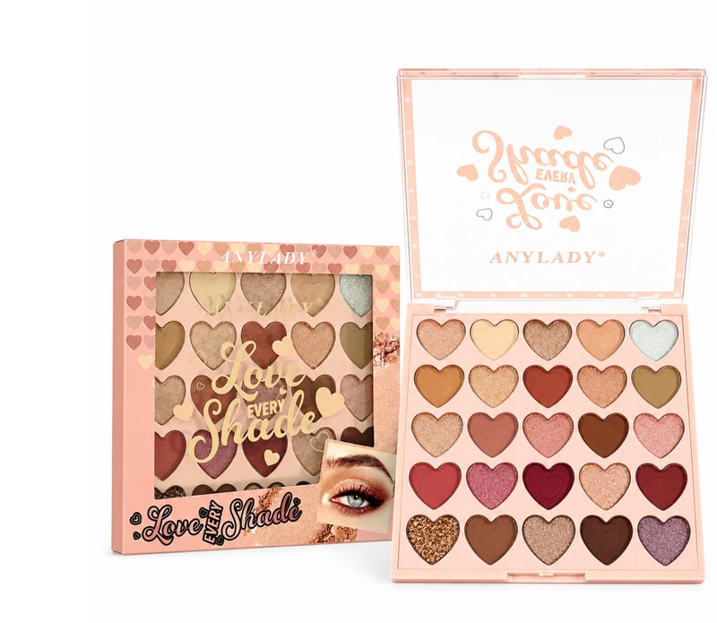 Me Now 25 Colors Heart Eyeshadow Palette Love Every Shade Makeup Palette with Matte Shimmer Glitter Shades - Image 1
