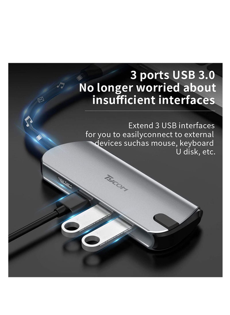 TYCOM Tycom USB C Docking Station with a Type C Adapter, 4-in-1 USB C Hub Adapter Dock with 4K USB C to HDMI, 3 USB 3.0 Ports for MacBook/Pro, Chromebook, and More(USB C HUB 4-in-1)  - Image 3