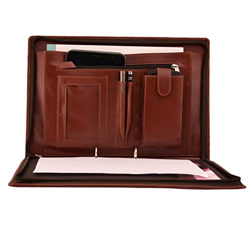 AmazingHind Leatherette Material Professional File Folders for Certificates, Documents Holder with 2 Rings. (Without Leaf, Brown File with Handle) - Image 5