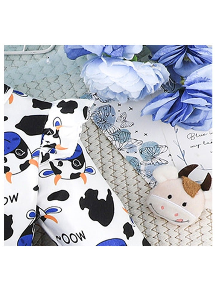 Baby Girl Birthday Party Dress, 6-9 Months, Cartoon Cow Print Top with Blue Tulle Skirt and Big Bow, Special Occasion and Casual Toddler Outfit, Cute Long Sleeve Infant Dress - Image 4