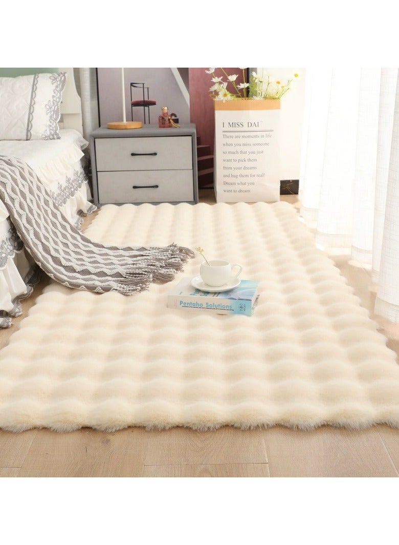 جورونب سجاد لغرفة المعيشة، سجادة ناعمة ورقيقة لغرفة النوم وغرفة المعيشة، سجاد مريح قابل للغسل ومضاد للانزلاق وكبير الحجم، ديكور منزلي عصري، سجادة أرضية (أبيض) - Image 1