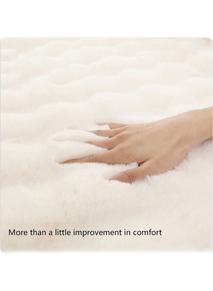 جورونب سجاد لغرفة المعيشة، سجادة ناعمة ورقيقة لغرفة النوم وغرفة المعيشة، سجاد مريح قابل للغسل ومضاد للانزلاق وكبير الحجم، ديكور منزلي عصري، سجادة أرضية (أبيض) - Image 3