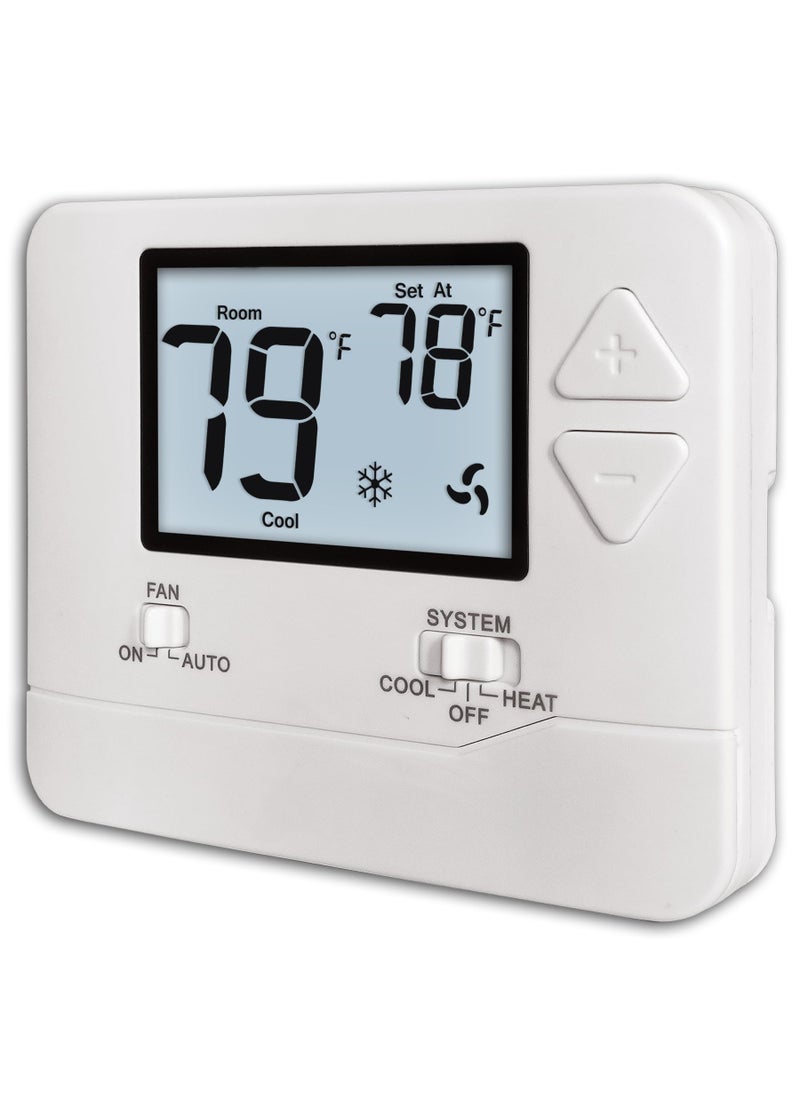 Heagstat Heagstat NonProgrammable Thermostats for Home Conventional SingleStage Systems up to 1 Heat 1 Cool with White Backlight 