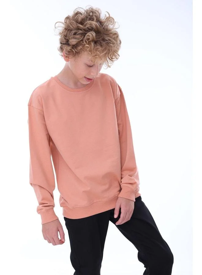 Zuzunga Oversize Unisex Basic Solid Turquoise Color %100 Cotton Sweatshirt