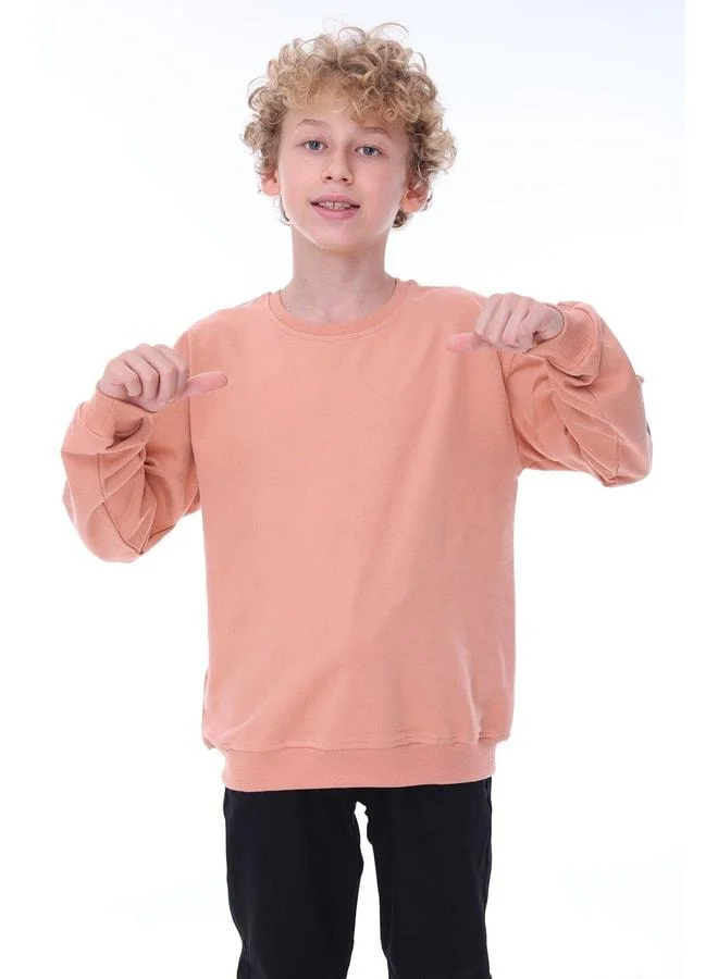 Zuzunga Oversize Unisex Basic Solid Turquoise Color %100 Cotton Sweatshirt