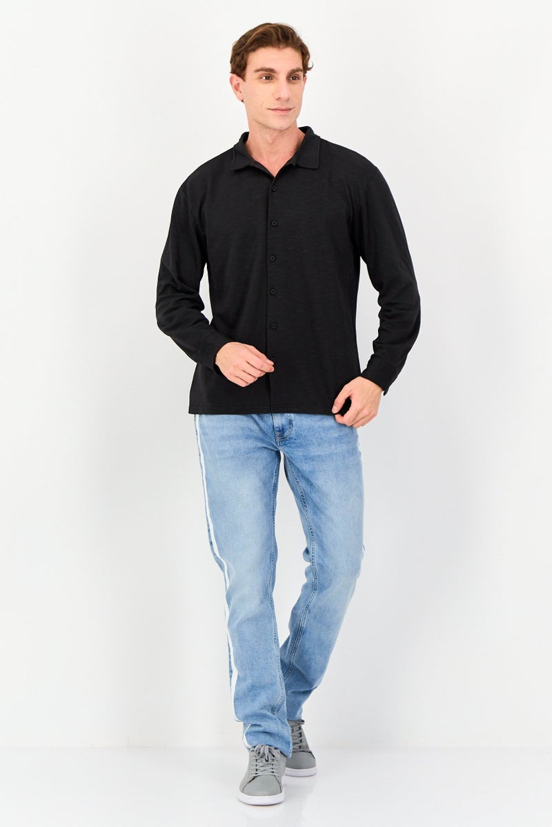 Core Elements Men Regular Fit Heather Long Sleeve Casual Shirt, Black - Image 4