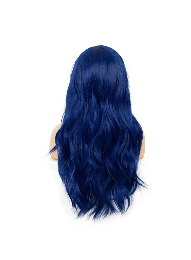 Baruisi Blue Wigs for Women Long Curly Wavy Synthetic Hair Wig Natural Middle Parting Heat Resistant Costume Cosplay Use - Image 5