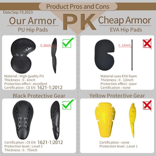 HUMAN HEART ​Men's Motorcycle Riding Pants Denim Jeans Protect Pads Equipment with Knee and Hip Armor Pads Detachable CE2 Armor Pads, X-Large, Blue4 - Image 3