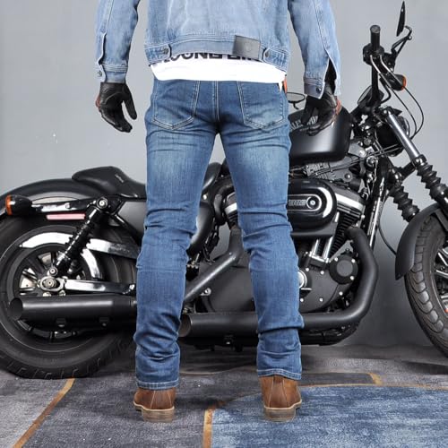 HUMAN HEART ​Men's Motorcycle Riding Pants Denim Jeans Protect Pads Equipment with Knee and Hip Armor Pads Detachable CE2 Armor Pads, X-Large, Blue4 - Image 5