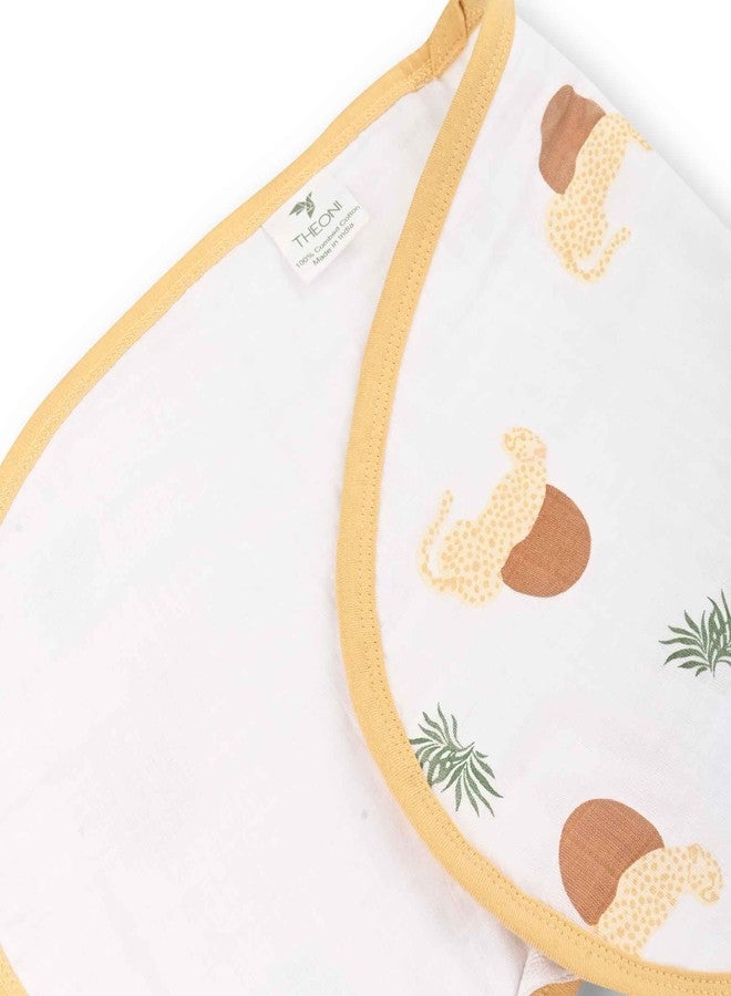 THEONI Cotton Muslin 3Layer Burpy Bib, 2-in-1 Bib-Woody tiger - Image 3