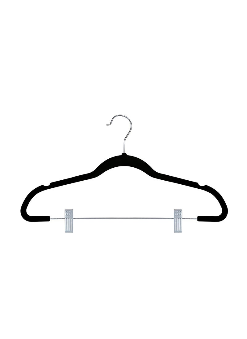TYCOM Non Slip Velvet Hangers Suit Hangers 20 Pack Ultra Thin Space Saving 360 Degree Swivel Hook Clothes Hangers Hold Up to 10 Lbs for Coats Jackets Pants Dress Clothe Metal CLip 20pcs Black.  - Image 2