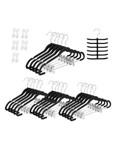 TYCOM Non Slip Velvet Hangers Suit Hangers 20 Pack Ultra Thin Space Saving 360 Degree Swivel Hook Clothes Hangers Hold Up to 10 Lbs for Coats Jackets Pants Dress Clothe Metal CLip 20pcs Black.  - Image 1