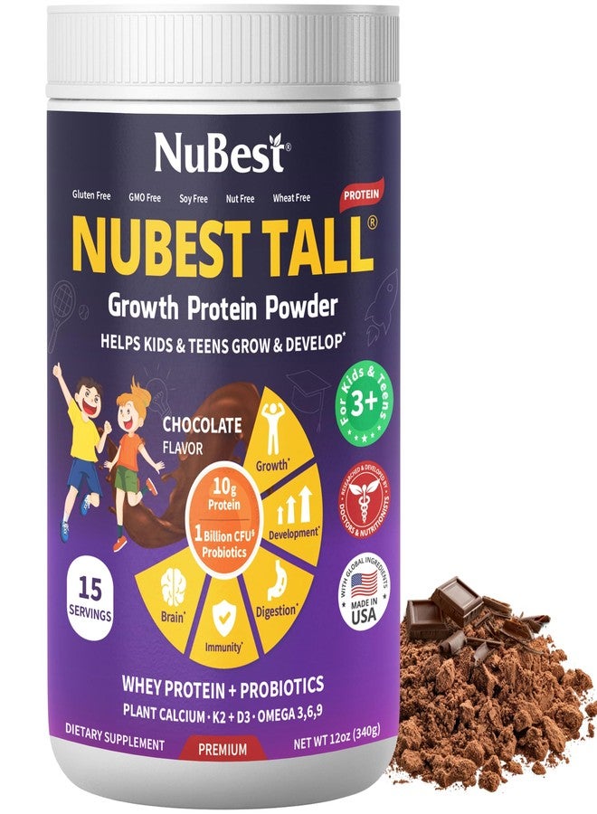 NuBest Tall Protein Powder for Kids & Teens - Whey Protein Powder - Chocolate Protein Powder Shake with Probiotics, Omega 3-6-9, Vitamin D3 + K2, Calcium, Vitamin - 15 Servings | 2 Week Supply - Image 1