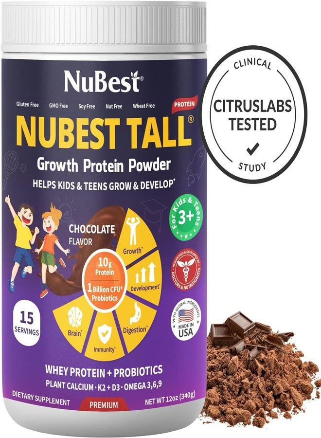 NuBest Tall Protein Powder for Kids & Teens - Whey Protein Powder - Chocolate Protein Powder Shake with Probiotics, Omega 3-6-9, Vitamin D3 + K2, Calcium, Vitamin - 15 Servings | 2 Week Supply - Image 2