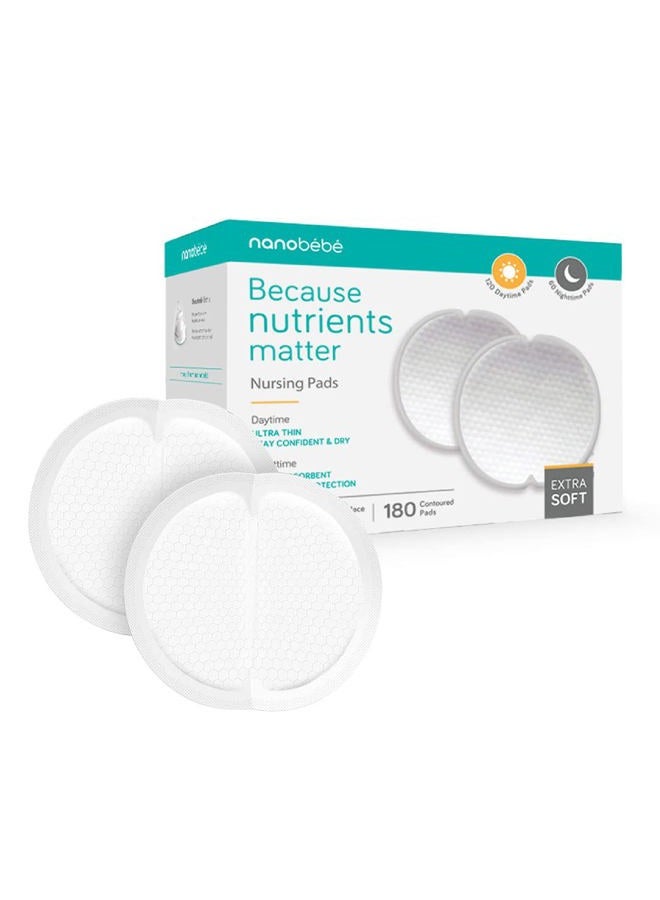 NANOBEBE Nanobébé Disposable Nursing Pads Multipack – 120 Days and 60 Nights Ultra Thin & Extra Absorbent Vented Leak Proof Nursing Essentials, Individually Wrapped (180 Count) - Image 1