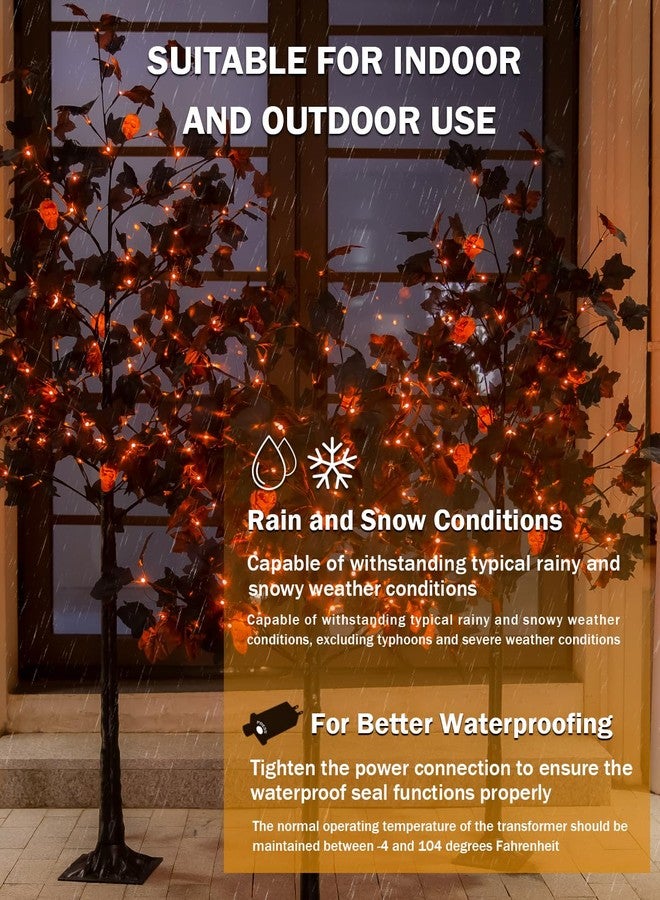 TYBEEU 4ft Black Maple Halloween Tree with LED Skull Lights & Spiders - Indoor/Outdoor Waterproof Decor - 96 Bulbs, Dimmable Timer, 16ft Cord - Image 4