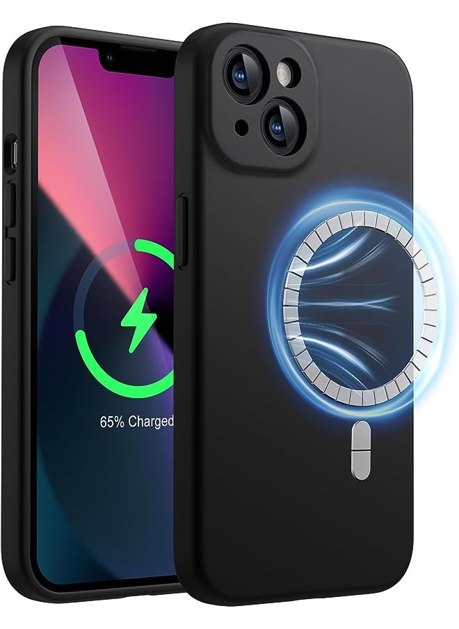 Jetech Magnetic Silicone Case for iPhone 13 6.1-Inch, Compatible with MagSafe, Silky-Soft Touch Phone Cover with Camera Lens Full Protection (Black)  - Image 1