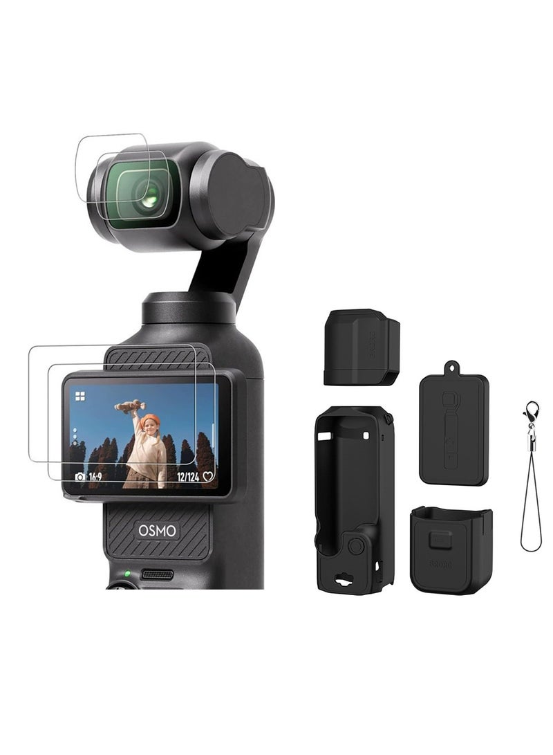 X-level DJI OSMO Pocket 3 Accessory Kit, Silicone Protective Case Cover, Tempered Glass Screen Protector, Lens Protector - Image 1
