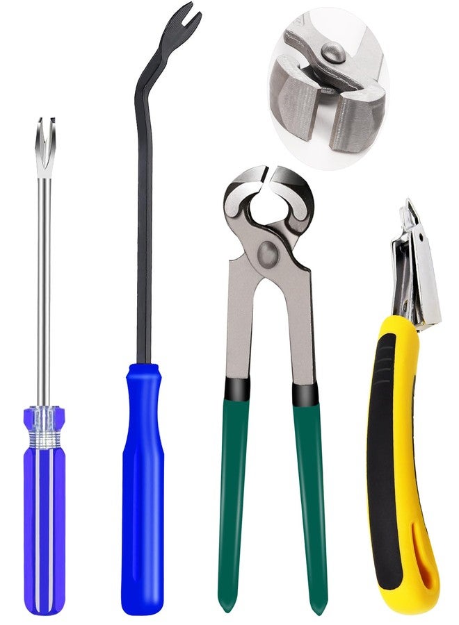 Sunxeke 4Pcs Upholstery Staple Remover Tool Set Including 7inch End Cutting Plier,V Tip Tack Puller,U Tip Tack Puller,Staple Remover,Nail Puller Carpet Remover for Furniture Floor Photo Frame - Image 1