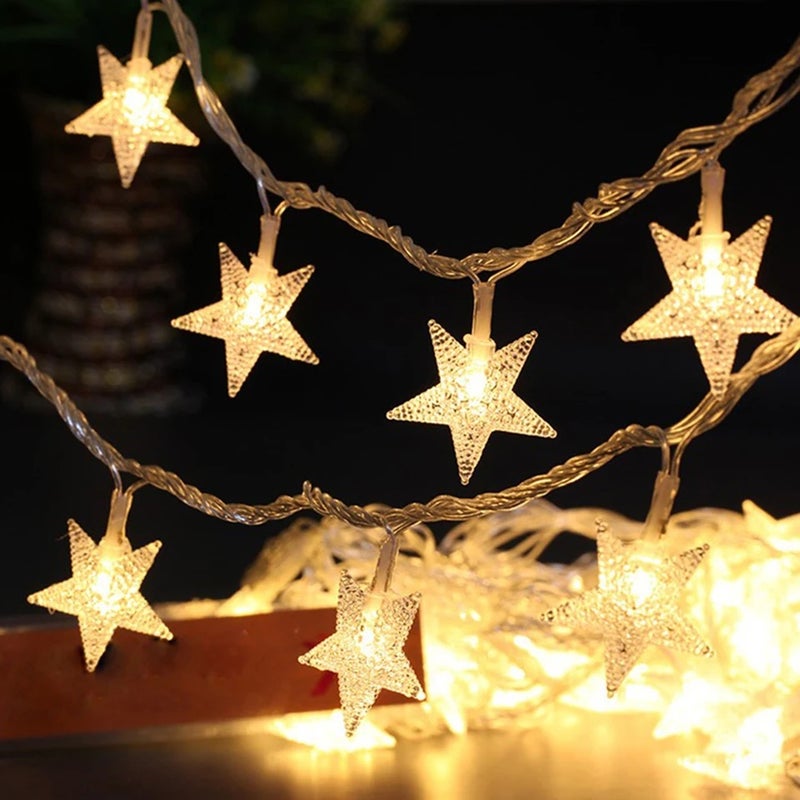 Topdii 1.5m/3m/6m/10m LED Star String Lights Christmas Garland Battery USB Powered Wedding Party Curtain String Fairy Lamps For Home - Image 2