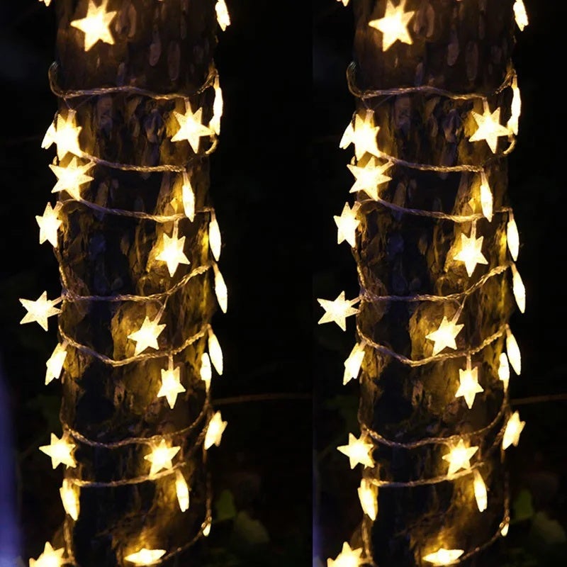 Topdii 1.5m/3m/6m/10m LED Star String Lights Christmas Garland Battery USB Powered Wedding Party Curtain String Fairy Lamps For Home - Image 5