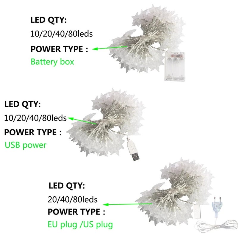 Topdii 1.5m/3m/6m/10m LED Star String Lights Christmas Garland Battery USB Powered Wedding Party Curtain String Fairy Lamps For Home - Image 4