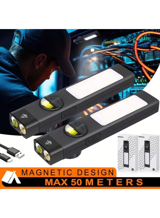 2 Packs Multi Functional LED Flashlight Magnetic Tail Work Lamp Pen Clip - Image 2