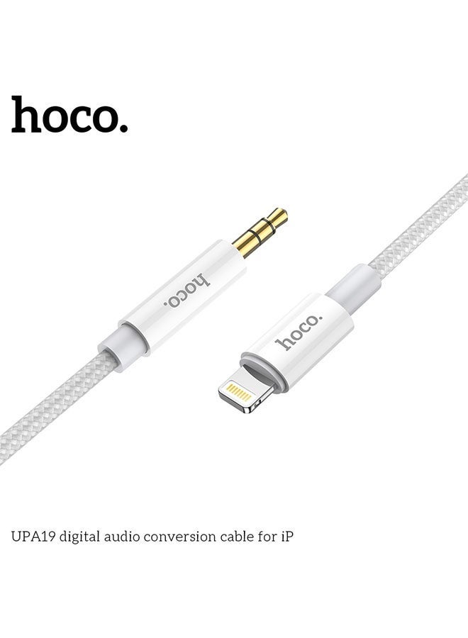 hoco. UPA19 iP Digital Audio Conversion Cable (Silver) – 1 m Lightning‑to‑3.5 mm AUX Hi‑Fi Adapter, Nylon‑Braid, Oxygen‑Free Copper Core, Lightweight & Plug‑and‑Play  - Image 3