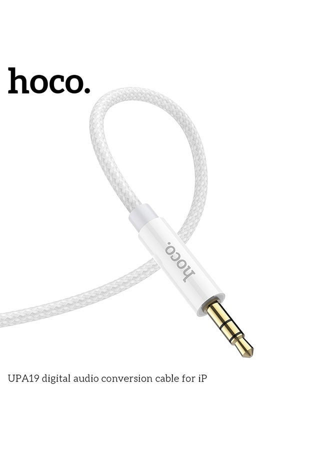 hoco. UPA19 iP Digital Audio Conversion Cable (Silver) – 1 m Lightning‑to‑3.5 mm AUX Hi‑Fi Adapter, Nylon‑Braid, Oxygen‑Free Copper Core, Lightweight & Plug‑and‑Play  - Image 4