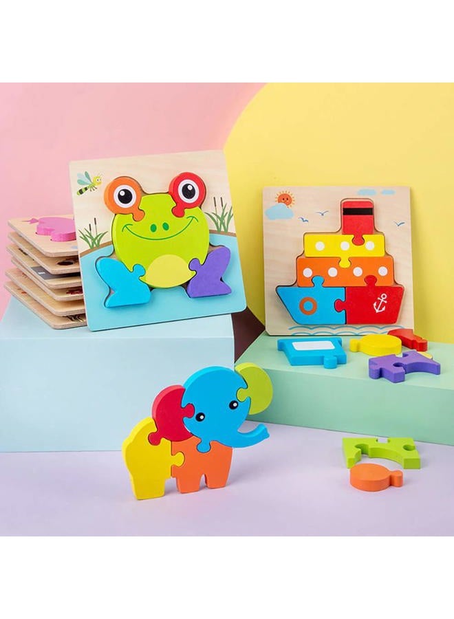 SKYFIELD Wooden Animal Toddler Puzzles for 1 2 3 Years Old Boys & Girls, Baby STEM Educational Toy Gift with 4 Animals Montessori Bright Color Shapes Learning Puzzles,Great Gift Ideas for 1-3 - Image 3