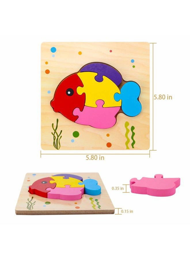 SKYFIELD Wooden Animal Toddler Puzzles for 1 2 3 Years Old Boys & Girls, Baby STEM Educational Toy Gift with 4 Animals Montessori Bright Color Shapes Learning Puzzles,Great Gift Ideas for 1-3 - Image 4