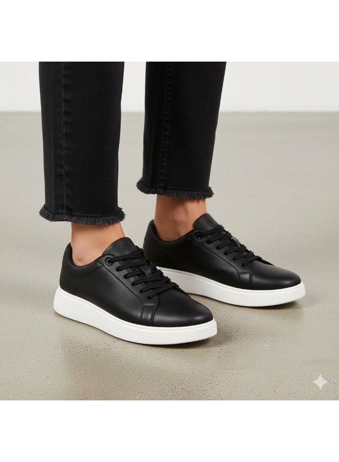 إيتاليانو سنيكرز رجالي برباط من الجلد الطبيعي بنعل رابر تركي مريح - Image 1