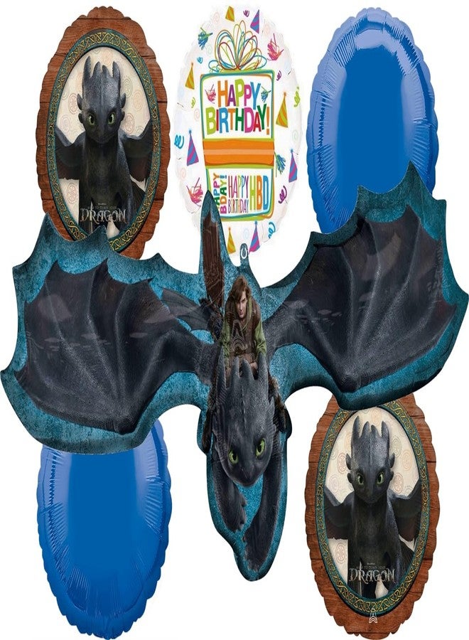 Anagram Hiccup and Toothless Birthday Party Supplies 6 pc Balloon Bouquet Decorations - Image 1
