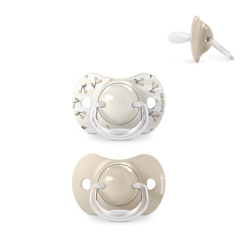 SUAVINEX سوفينكس، عبوة من 2 مصاصة للأطفال من 0 إلى 6 أشهر والمواليد الجدد، مع حلمة سيليكون فسيولوجية SX Pro متناسقة، مسطحة ومرنة، تحترم التطور الفموي، طيور بيج - Image 1