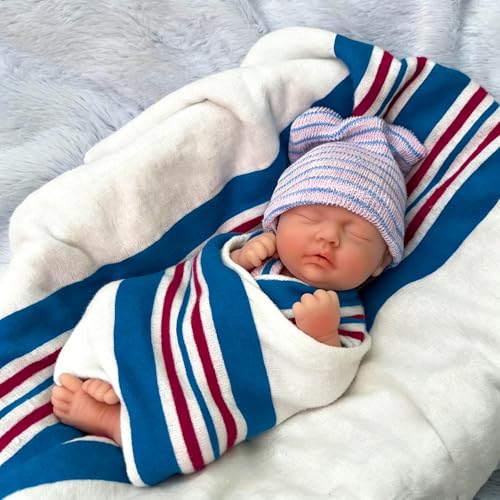 Mire & Mire Mire Mire 7 inch Boy Miniature Sleeping Full Silicone Mini Baby Dolls with Feeding Accessory Lifelike Baby Doll Soft Realistic Baby Doll - Image 1